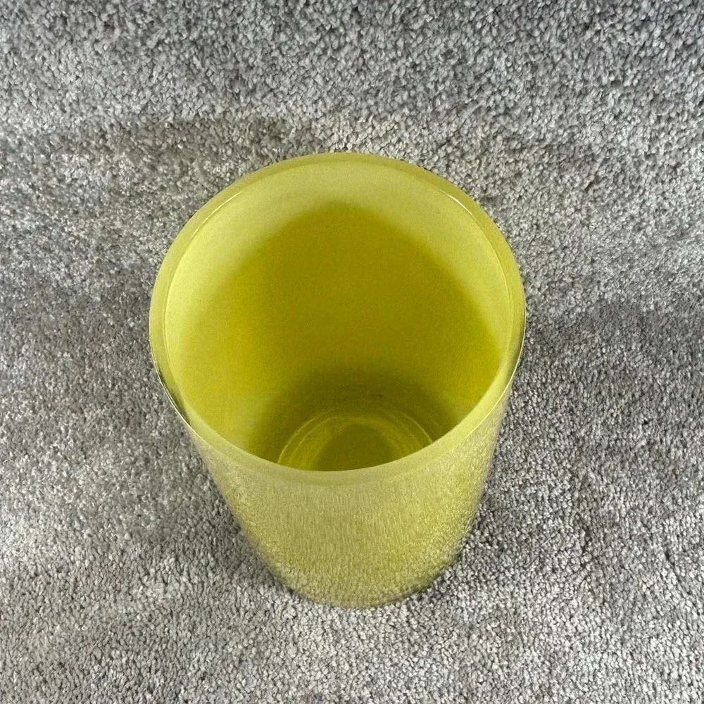 Cylinder Vase Chartreuse Frosted Satin Glass Modern Home Decor 8.5in